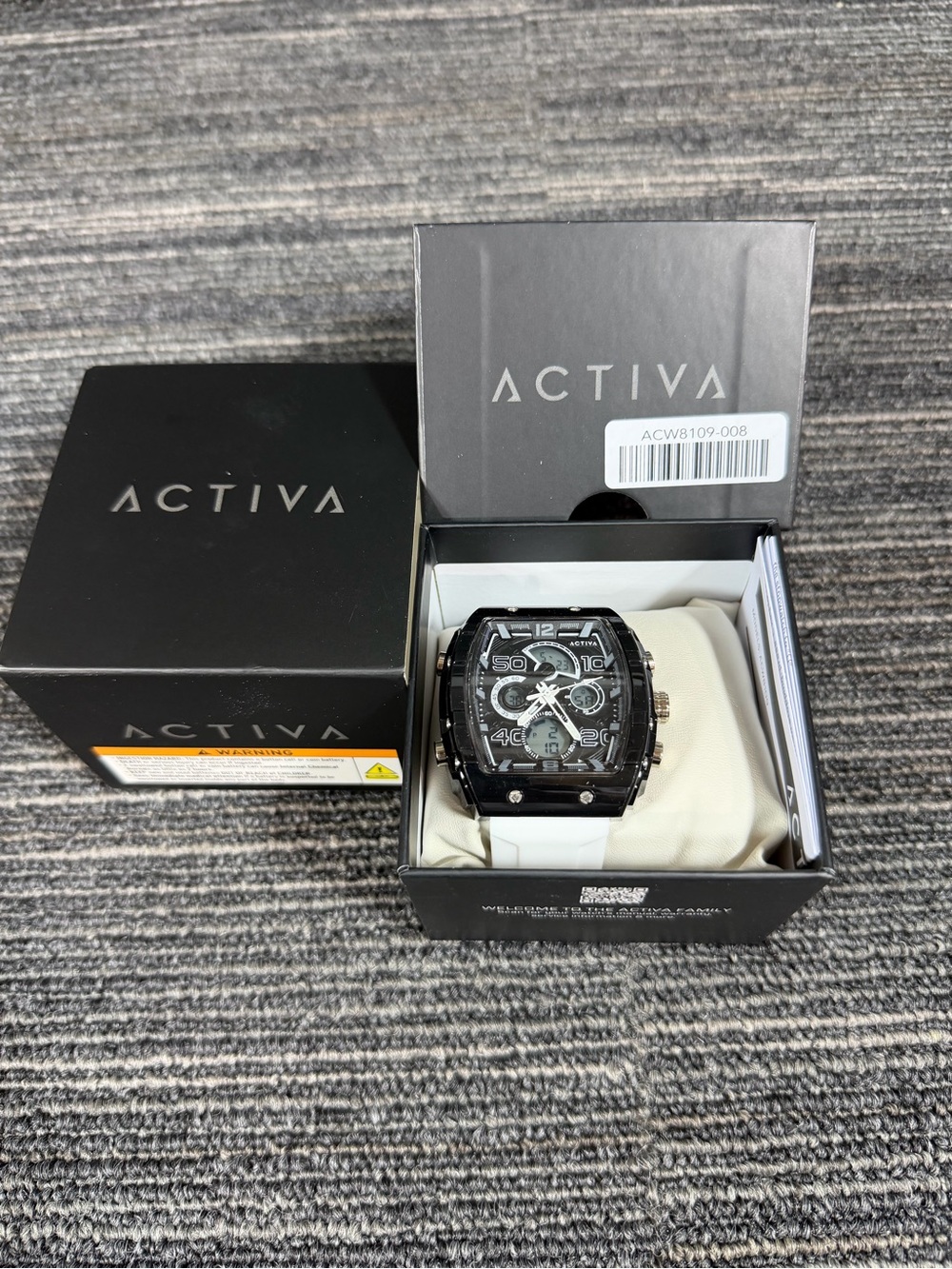 Ativa x Invicta Digital Essentials 45mm White Chronograph Watch Silicone Band